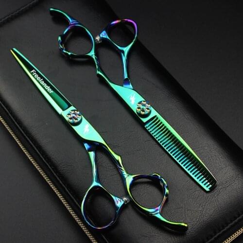 "Hair Scissors 440C Hairdressing Scissors Thinning Shears Hairdresser Hair Cutting Scissor Set Japan 6 Inch Green Model Number"