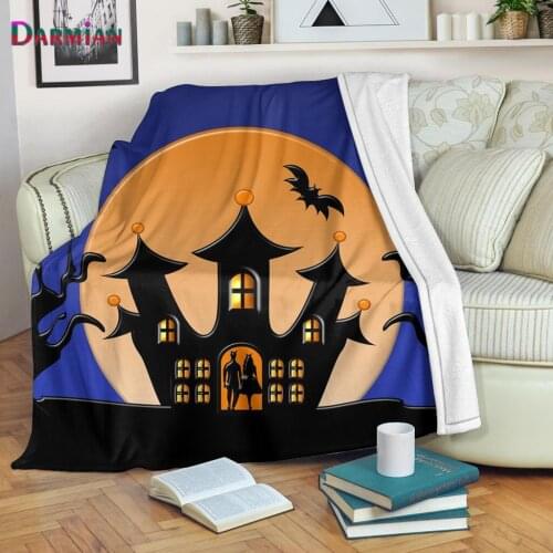 DARMIAN 2021 Happy Halloween Printed Nap Blanket Soft Comfortable Velvet Plush Blanket for Couch Bed Travel Warm Cover Blanket