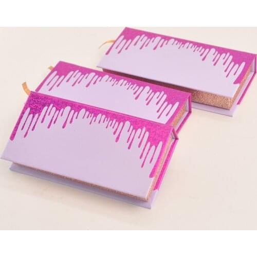 Wholesale Custom Packaging Eyelashes Box Package Lash Boxes Lavender Case Faux Cils 25mm Mink Lashes Strip Storage Bulk Vendors