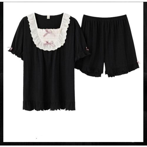 Princess Pajamas Set Womens Sweet Princess Women Short Sleeve Shorts Mom Loose Korean Style Cotton Pajamas kPaCotAkoWka