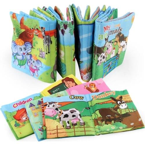 Baby First Not Torn Soft Cloth Books Newborn Cartoon Animal Early Learning Develop Reading Puzzle Toys for Children 0-36 Month