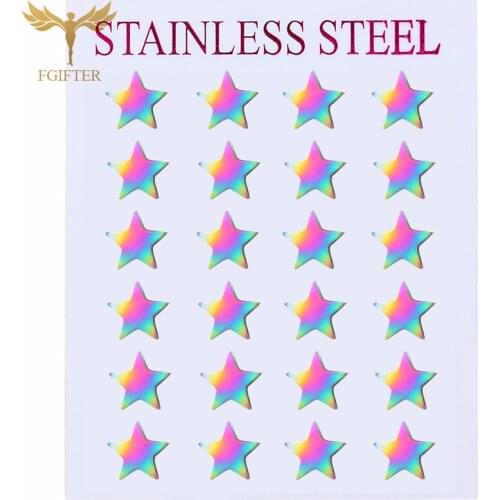 Rainbow Color Star Stud Earring Set Stainless Steel Woman Accessories Couple Romantic Simple Ear Jewelry Wholesale