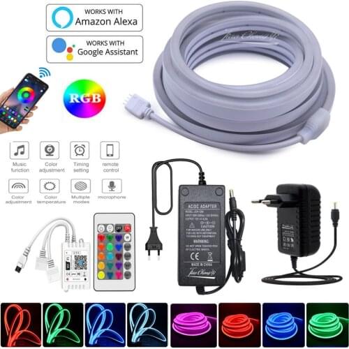 RGB Neon lights 6x12mm 3535 96LEDs/m Flexible Tape Ribbon LED Strip Light DC12V WiFi Smart APP controller 24Key IR remote Kit