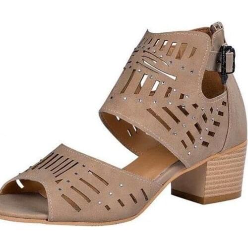 Summer Women Gladiator Sandals 2020 Sexy Designer Peep Toe Hollow Out Square High Heels Platform Ankle Buckle Party Ladies Shoes