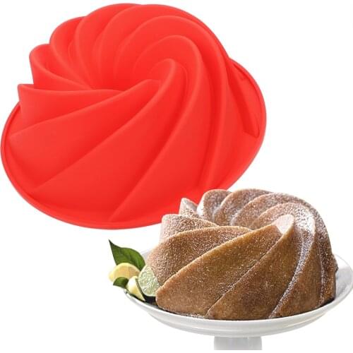 Silicone Cake Mold 3D Spiral Chiffon DIY Baking Mold Jelly Pudding Bread Chocolate Decoration Cupcake Candy Baking Tool