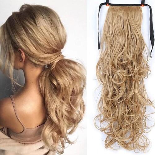 DIANQI Synthetic 22 inch long wavy extended ponytail wig clip heat resistant pony tail for women extensions hair
