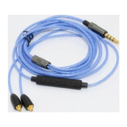 Replacement OFC Upgrade Cable Remote Control Mic for Shure SE 215 315 535 SE846 SE425 UE900 Headphone Earphone (Blue)
