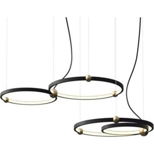 Led Circle Pendant Light Creative Unique Lopp Dining Room Hanging Lights Retro Led Hotel Hall Villa Deco Lights