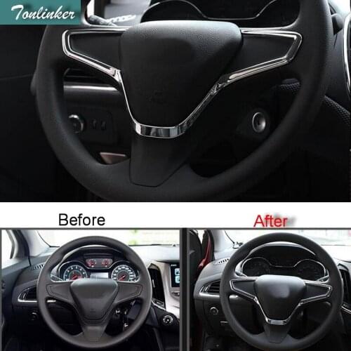 Tonlinker Cover Case Stickers for Chevrolet Cruze 2015-17 Car styling 1 Pcs Metal/ABS Steering wheel decoration cover stickers