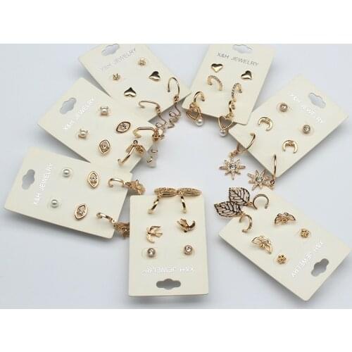 3 Pairs Earrings Women Stud Vintage Pearl Butterfly Korean Heart Gold Evil Eyes Snake Resin Ear Set 2021 Trend Jewelry 202151