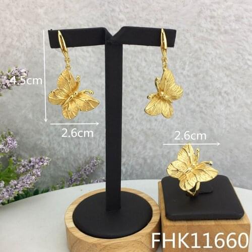 Yuminglai FHK11660 Jewelry Set Classical Design Fashion Gold Color Earring and Ring Jewelry set