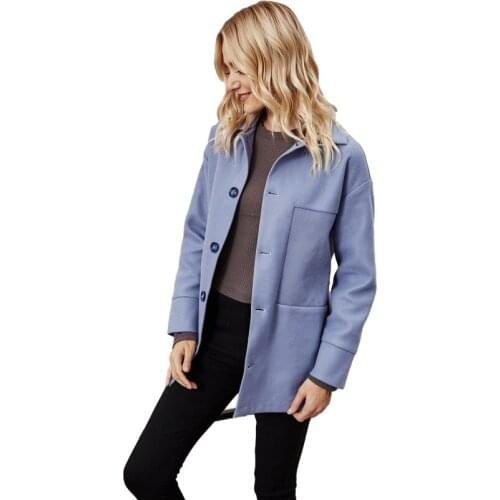 Joker Autumn Women Jacket in Fashionable Lapel Single-Breasted Small Sweet Wind Cloth Long Coats