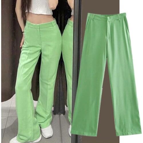 Jenny&Dave Femme Trousers Women Ins Fashion Blogger Suits Pants WomenEngland Style Solid Green Casual Pantalones Mujer Pantalon
