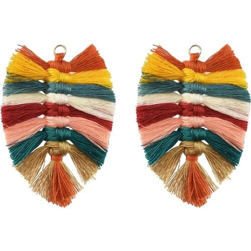 1 Pair Ethnic Jewelry Multicolors Cotton Fringed Tassel Earrings for Women Bohemian Thread pendientes DIY Pendant Accessories