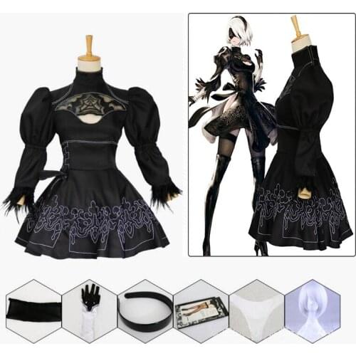 Nier Automata Yorha 2B sexy Outfit Games Suit Nier Automata Halloween Cosplay Costume Women Role Play Costumes Girls Party Dress