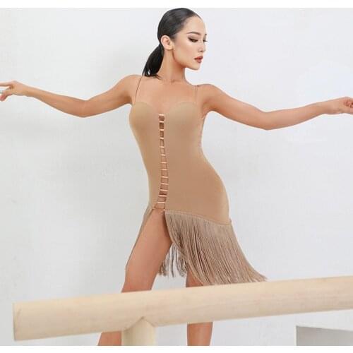 Sexy Women Latin Dance Dress Gloves Design New Practice Dress Female Ballroom Latin Dance Competition Dresses Dance Wear SL4347