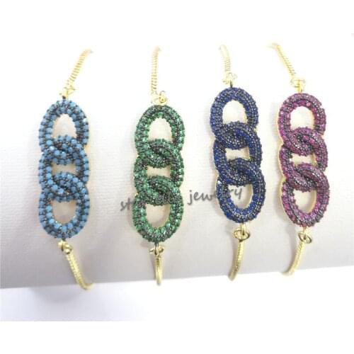 10pcs/lot 2019 New Jewelry Gold Charm Link Chain Bracelet Adjustable Fahion Rainbow Jewelry