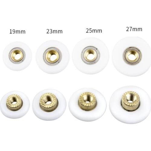 12PCS/LOT Dia19/23/25/27MM Shower Room Pulley Bathroom Sliding Glass Door Wheels Copper Core Hanging Pulleys