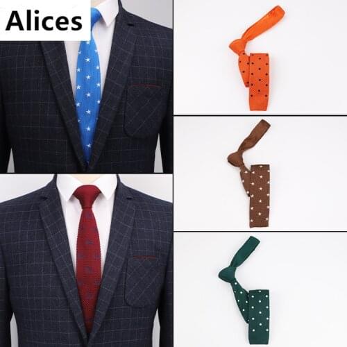 48 Style 5.5cm Men Knitted Knit Leisure Normal Star Ploka Dots Neck Ties for Men Skinny Necktie Classic Woven Cravat ZX1-48