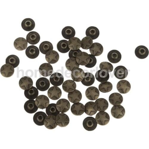 50 Sets Alloy DIY Deocrative No Sew Round Rivets Screw Studs Buttons Spots Bronze Garment Accessory