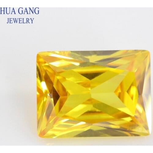 5A Golden Rectangle Shape Cut Yellow CZ Stone Synthetic Gems Cubic Zirconia For Jewelry Size 2x4~15x20mm Free Shipping