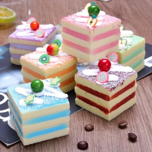 6pcs Kitchen Pretend toys Food Simulation Artificial High Cake Simulation Fake Food Cream small Cake Fridge Magnet Pictures Prop