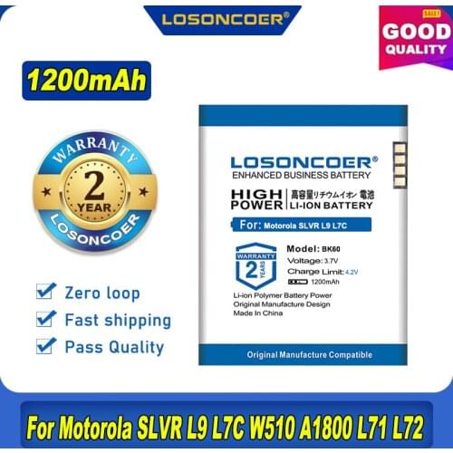 BK60 Battery For Motorola SLVR L9 L7C W510 A1800 L71 L72 A1600 E8 EM30 V750 I425e Q700 I290 I296 EX115 EX112 V3 Maxx L7e L7i Z6C