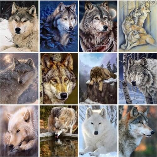 Diamond Painting Wolf Animal 5D DIY Full Square Diamond Embroidery Kit Rhinestone Cross Stitch Mosaic Gift Wall Art Home Decor