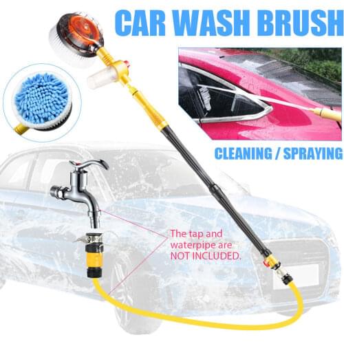 Water Fed Rotating Extending Self Cleaning Brush Car Washer Attach to Hose Pipe