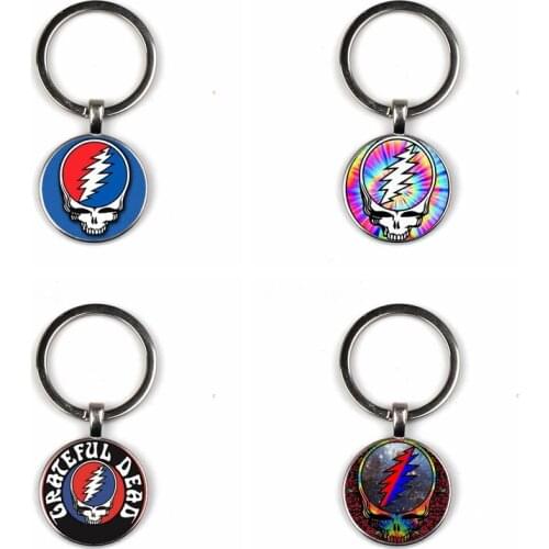 Grateful Dead Band Keychain Glass Time Gem Keychain Key Jewelry DIY Custom Photo Personality Gift personalized Keychains