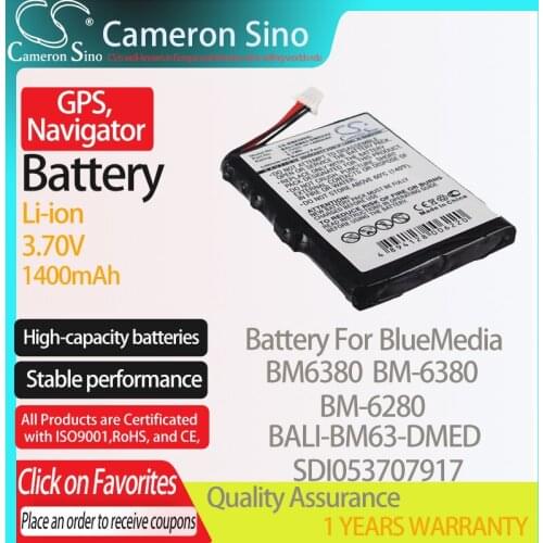 CameronSino Battery for BlueMedia BM6380 BM-6380 BM-6280 fits BlueMedia BALI-BM63-DMED SDI053707917 GPS, Navigator battery 3.70V