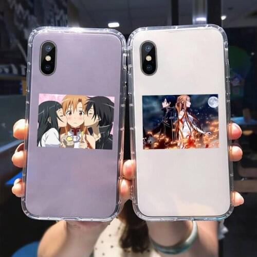 Anime Sword Art Online Yuki Asuna Phone Case for Iphone 12 11 Pro 7 8 SE2 X Xs Max Xr Plus SAO Kirito Kirigaya Kazuto Soft Capa