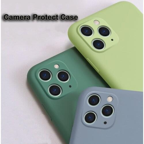 For iPhone 12 11 Pro Max Mini SE 2020 XS Max XR X 7 8 6S Plus Case Liquid Silicone Rubber Skin Soft Cover Camera Protect Funda