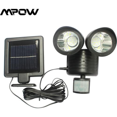 Mpow Dual Head Solar Light 22 LED Waterproof Solar Lamp PIR Body Motion Sensor Light Outdoor Garden Yard Spotlights Floodlight