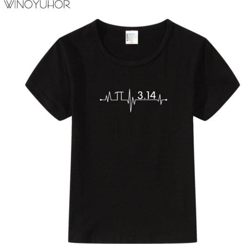 Pi 3.14 Heartbeat T Shirt Kids Summer Short Sleeve T-shirt Baby Boys Girls Funny Mathematics Tops Love Math Tee Children