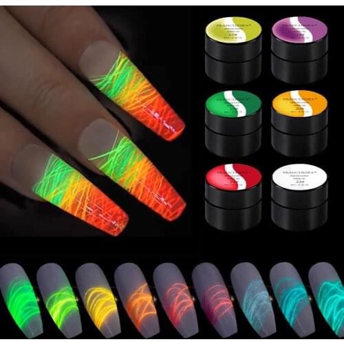 9 Colors/set Glow Drawing Nail Gel Nail Polish DIY Painting Nail Art Gel Luminous Silk Drawing Spider Glue Elastic Thin Line