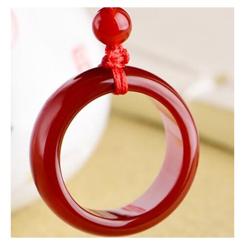 Collection Chinese Beautiful Natural Red Jade Hand-carved Lucky Buckle Jadeite Pendant Necklace Luck Gift
