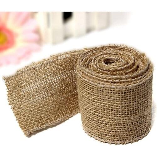 Fashion Hot 6cm wide Natural Vintage Jute Hessian Burlap Ribbon Rustic Weddings Belt Strap Floristry 50m/reel