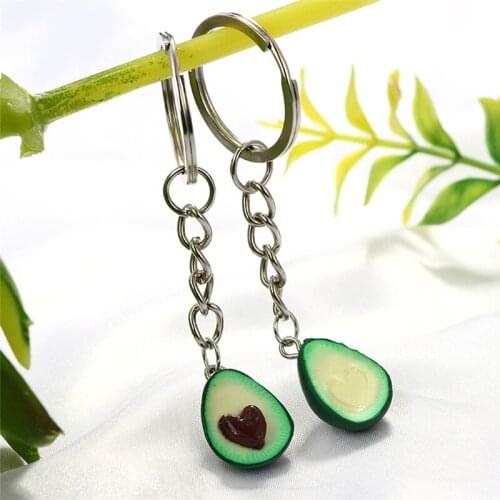 Simulation Fruit Avocado Heart-shaped Keychain Creative Avocado Backpack Key Chain Pendant Fashion Jewelry Key Ring llavero Gift