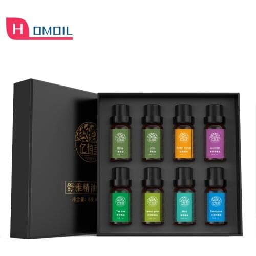 8 Sticks 10ml Essential Oil Set Body Massage Aromatherapy Bath Lavender Lemongrass Eucalyptus Oil Beauty Salon Skin Care Kit