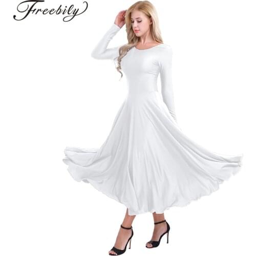 New Women Long Sleeve Professional Ballerina Stage Ballet Tutu Dance Long Dress Loose Fit Contemporary Lyrical Dance Costumes