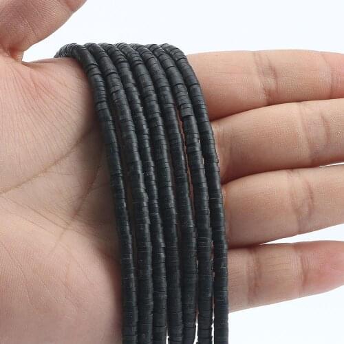 4mm/6mm Flat Round Black Polymer Clay Beads Slices for Girls Bracelet Making Diy Necklace&Bracelet Accessories
