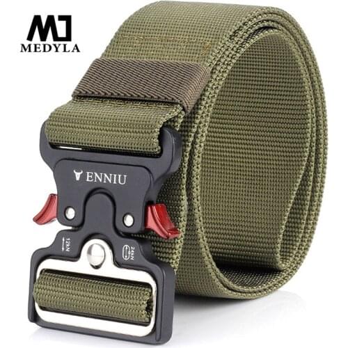 MEDYLA 5cm Men Belt Hard Metal Quick Release Buckle Tactical Belt Soft Nylon Army Combat Training Belt Gun Belt Sport Accessores