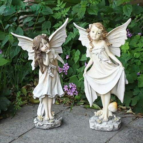 Pink Girl Flower Fairy Creative Resin European Body Art Decoration Garden Home Decorat Ornaments