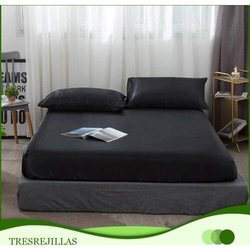 Super Soft Satin Silk Fitted Sheet Pillowcase Mattress Cover Bed Sheet Set Deep Pocket Fully Elastic Band Twin Full Queen King