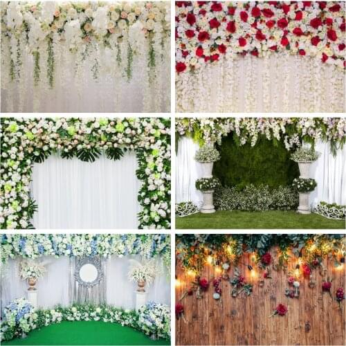 Yeele Wedding White Curtain Blossom Floral Garland Wall Party Photography Backgrounds Decoration Backdrops For Photo Studio