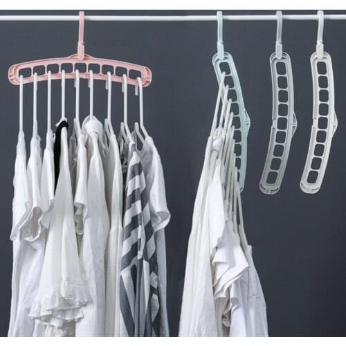 Clothes Hangers Rack Multi-Function Personality Home Nine Hole Hook Magic Hanger 360 Degree Rotation Space Clothes Rack