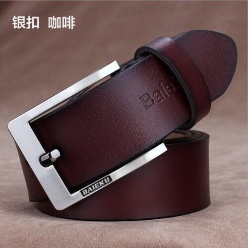 Top Quality Fashion 100% Mens Real Genuine Cow Leather Waistband Alloy Pin Buckle Waist Belt Strap Girdle Belt for Man Gift