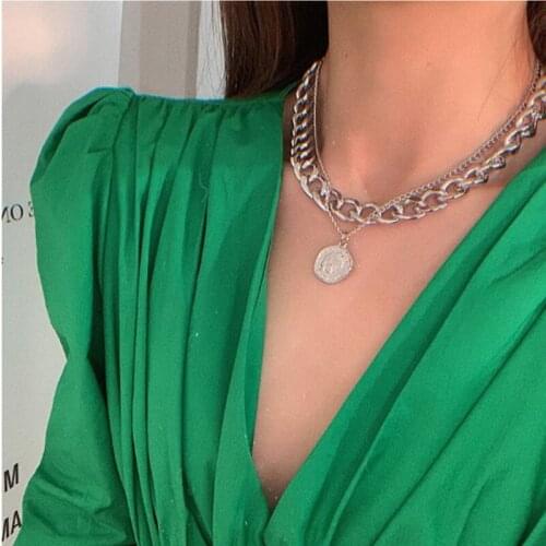 Double layer Chain Coin Choker 2021 Necklace For Women Gold Chain Korean Style Collar Female Chocker Fashion Jewelry
