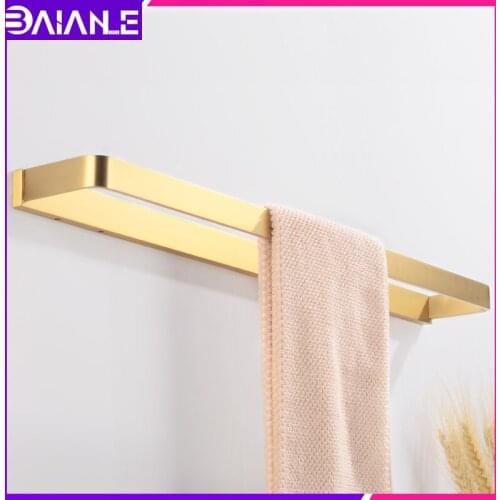 Towel Bar Gold Brass Towel Holder Single Wall Mounted Toilet Bathroom Towel Rack Hanging Holder Decorative Bathroom Accessories